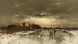 Ludvig Munthe, WINTER LANDSCAPE WITH SKATING CHILDREN
