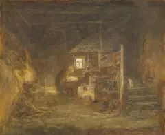 IN THE LAUNDRY by Anton Burger, Oil on canvas, sold Nov 2010