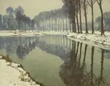 Max Clarenbach, WINTER AT THE RIVER ERFT, Oil on canvas (relined)