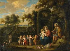 Pieter van Avont, attributed to, and Abraham Govaerts, LANDSCAPE WITH THE HOLY FAMILY, Oil on copper