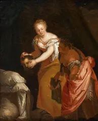 attributed to Karel de Moor, JUDITH WITH THE HEAD OF HOLOFERNES, Oil on canvas, mounted on wood