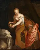 attributed to Karel de Moor, JUDITH WITH THE HEAD OF HOLOFERNES, Oil on canvas, mounted on wood