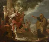 Venetian School 18th century, ELIAS BEFORE AHAB, Oil on canvas (relined)