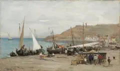 Adolphe Appian, SOUTHERN FISHING PORT, Oil on canvas