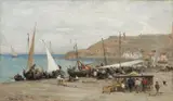 Adolphe Appian, SOUTHERN FISHING PORT, Oil on canvas