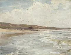 BEACH by Max Clarenbach, Oil on paper, mounted on cardboard, sold Sep 2010