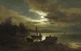 Fritz Chwala, SEA LANDSCAPE IN THE MOONLIGHT, Oil on canvas
