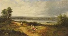 attributed to David Cox the Younger, LANDSCAPE WITH RIVER THAMES, Oil on canvas (relined)