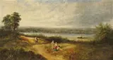 attributed to David Cox the Younger, LANDSCAPE WITH RIVER THAMES, Oil on canvas (relined)