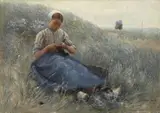 German Grobe, GIRL IN THE DUNES, Oil on canvas