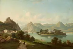 NONNENWERTH ABBEY, ROLANDSBOGEN AND THE DRACHENFELS by Eduard Hein, Oil on canvas, sold Sep 2010