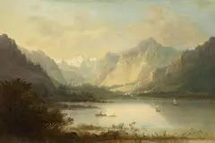 Heinrich Adolf Valentin Hoffmann, MOUNTAINOUS LANDSCAPE WITH SEA, Oil on canvas