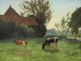 Louis Soonius, LANDSCAPE WITH COWS, Oil on canvas
