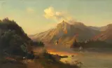 John Robinson Tait, NONNENWERTH AT THE DRACHENFELS WITH ROLANDSBOGEN, Oil on canvas