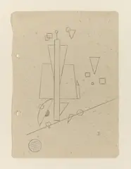 Abstrakte Komposition (Abstract Composition) by Rudolf Bauer, Pencil drawing on plain thin drawing paper with rounded off corners, sold Jun 2010