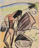 Ernst Ludwig Kirchner, Weiblicher Akt am Strand von Fehmarn (Female Nude on Fehmarn beach)
