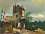 Rudolf Jacobi, Dorfstraße (Village Road), Oil on grounded canvas