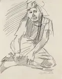 Oskar Kokoschka, Lotte Mandl, sitzend mit angezogenen Beinen (Lotte Mandl, sitting with bent Legs)