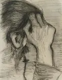 Paula Modersohn-Becker, Studie nach einer Hand: Otto Modersohn (Hand Study: Otto Modersohn), Charcoal drawing on ivory colored wove paper with the truncated watermark "WHATMAN 183..."