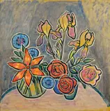 Gabriele Münter, Stilleben mit Rosen und Iris (Still-Life with Roses and Iris)