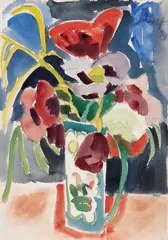 Karl Schmidt-Rottluff, Blumenstilleben (Flower still-life), Watercolor over pencil on heavy watercolor laid paper