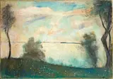 Lesser Ury, Seenlandschaft (Lake Landscape), Pastel over cardboard