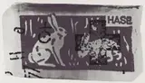 Joseph Beuys, Hasenzucker, 1972, Farbserigrafie auf Velin und Schachtel mit Zuckerstückchen