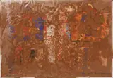 Dieter Roth, Graphik mit Kakau (graphic with cocoa), Colour silkscreen and cocoa on cardboard in plastic bag