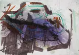 Sigmar Polke, Fisch mit Brille (fish with glasses), Mixed media on paper