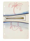 Sigmar Polke, Untitled (Palm and camel), Watercolour and felt tip pen on chequered ring binder paper