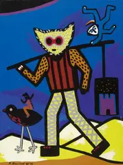 Rémi Blanchard, L' Homme à tete de chat, Acrylic on canvas