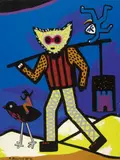 Rémi Blanchard, L' Homme à tete de chat, Acrylic on canvas