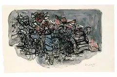 Guillaume Cornelis van Beverloo, Untitled, Watercolour and ink on chamois sturdy paper with torn left margin approx