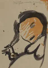 Animal Thoughts by Marlene Dumas, Gouache and ink on brownish cardboard, sold Jun 2010