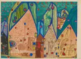 Friedensreich Hundertwasser, Häuser im Blutregen (houses in rain of blood)