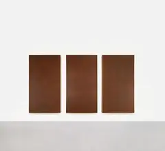 Herbert Hamák, Sandstein (sandstone), 3-part work: each synthetic resin with pigment and sandstone on canvas each