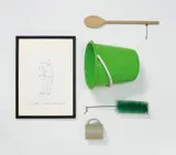 Erwin Wurm, Take the objects and hold the position for one minute (do not think), 6-part work: ink on paper