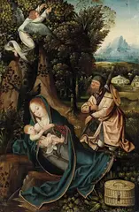 Netherlandish School, circa 1515, FLIGHT INTO EGYPT, Oil on panel (parquetted)