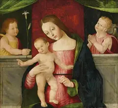Albertino della Piazza, THE VIRGIN WITH CHILD AND TWO CUPIDS, Oil on panel