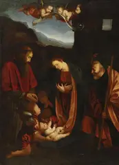 ADORATION OF THE CHILD WITH DONOR by Gaudenzio Ferrari, Oil on canvas (relined), sold May 2010