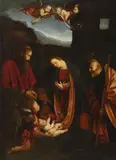 Gaudenzio Ferrari, ADORATION OF THE CHILD WITH DONOR, Oil on canvas (relined)