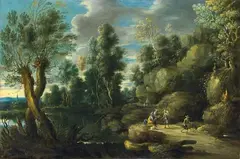 Lucas van Uden, RIVER LANDSCAPE WITH FIGURAL STAFFAGE, Oil on copper