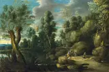 Lucas van Uden, RIVER LANDSCAPE WITH FIGURAL STAFFAGE, Oil on copper