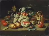 A PAIR OF STILL LIFES WITH FRUITS AND VEGETABLES by in the manner of Jan van Kessel the Elder, Oil on copper, sold May 2010