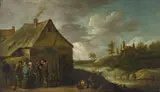 VILLAGE LANDSCAPE WITH PEASANTS by circle of David Teniers the Younger, Oil on canvas (relined), sold May 2010