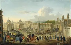 Monogrammist AB, PIAZZA DEL POPOLO WITH PRINCLY ENTRANCE, Oil on canvas