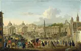 Monogrammist AB, PIAZZA DEL POPOLO WITH PRINCLY ENTRANCE, Oil on canvas