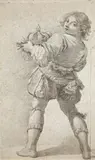 Sir Peter Lely, PAGE MIT KÖNIGSKRONE, Kreide in Schwarz, weiß gehöht