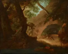 Caspar David Friedrich, Wolves in the Forrest in Front of a Cave (WOLFSSCHLUCHT), Oil on canvas (relined)