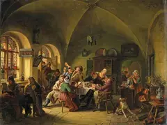 Ludwig August Most, IN THE TAVERN, Oil on panel